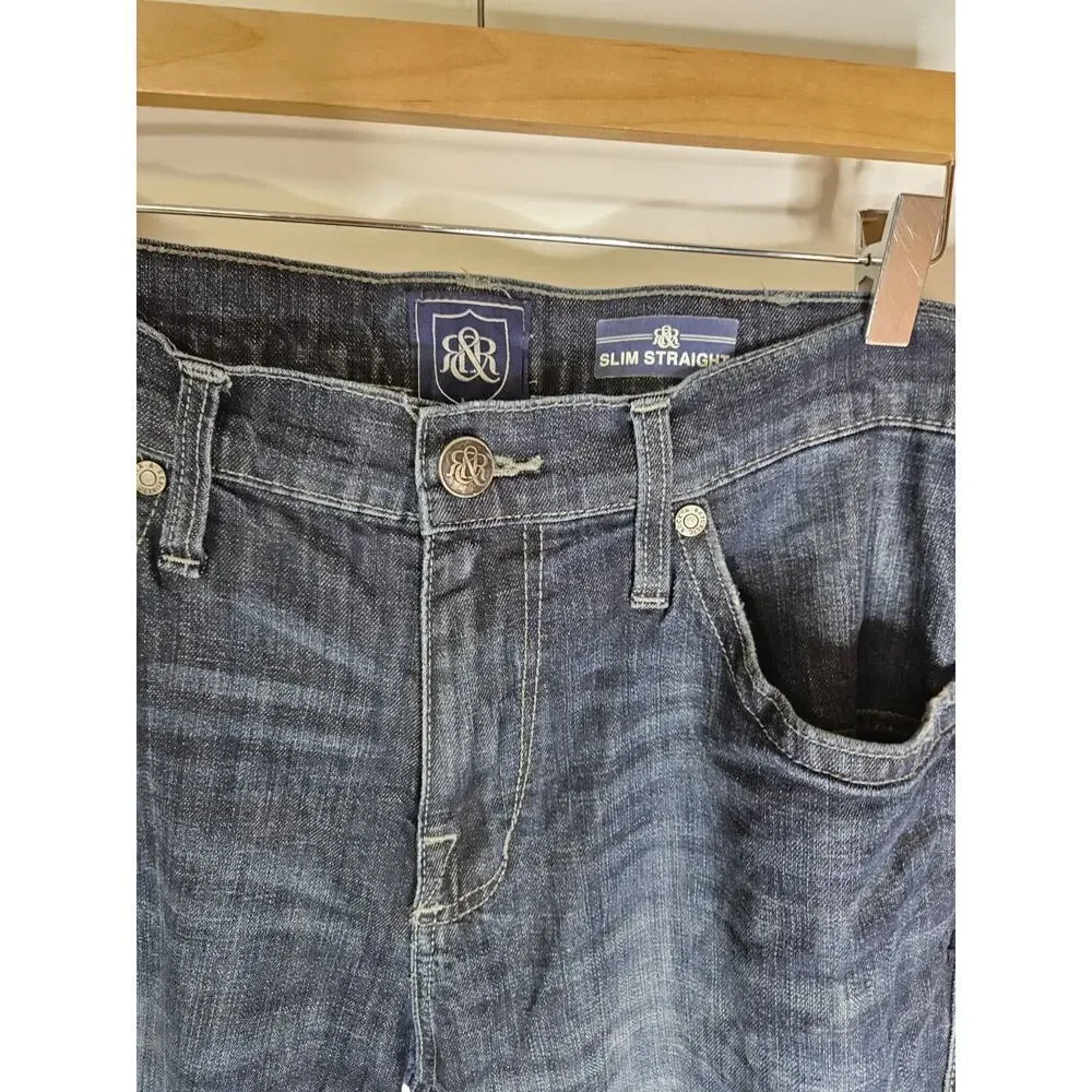 Rock & Republic Jeans Mens 36x32 Blue Denim Slim Straight Grunge Outdoor - Picture 5 of 5
